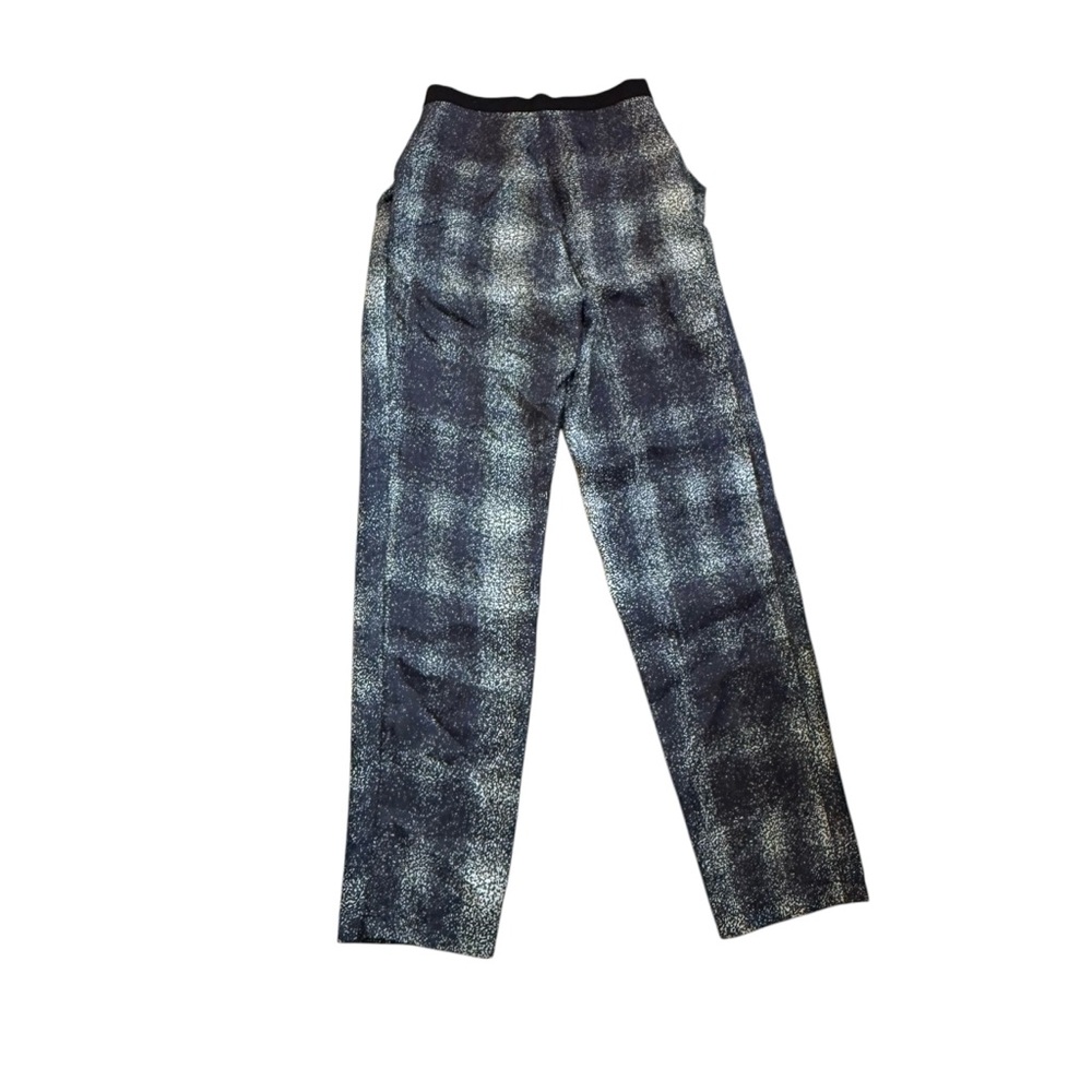 Won Hundred Women’s Silk Black Grey Plaid Speckled Pattern Pleated Tapered Pants - Picture 2 of 7